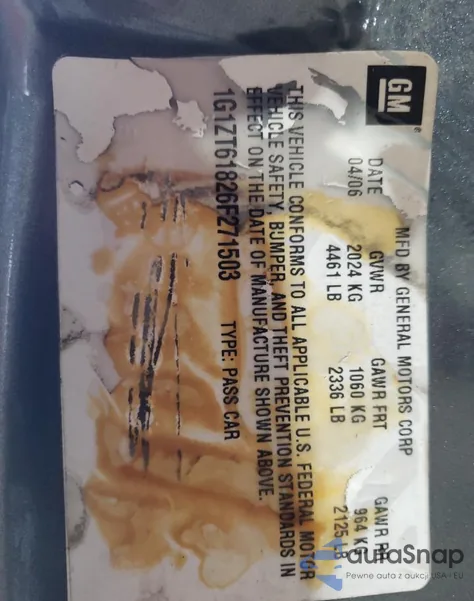 2006 Chevrolet Malibu Maxx Lt z USA, uszkodzony, nr VIN 1G1ZT61826F271503